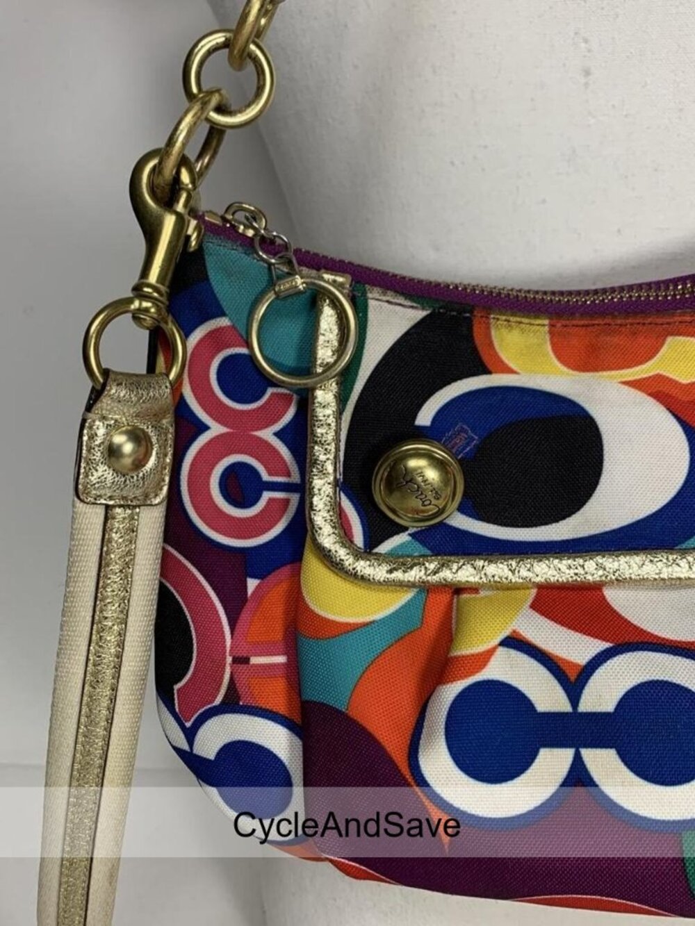 Coach Multicolored Abstract Circular Pattern Handbag - Picture 2 of 8